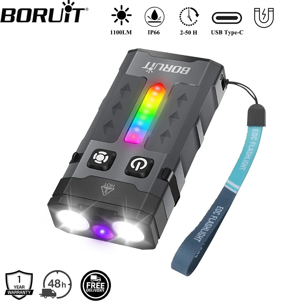 BORUiT EV20 1100LM EDC UV llav - Keychain Flashlight reseña y precio